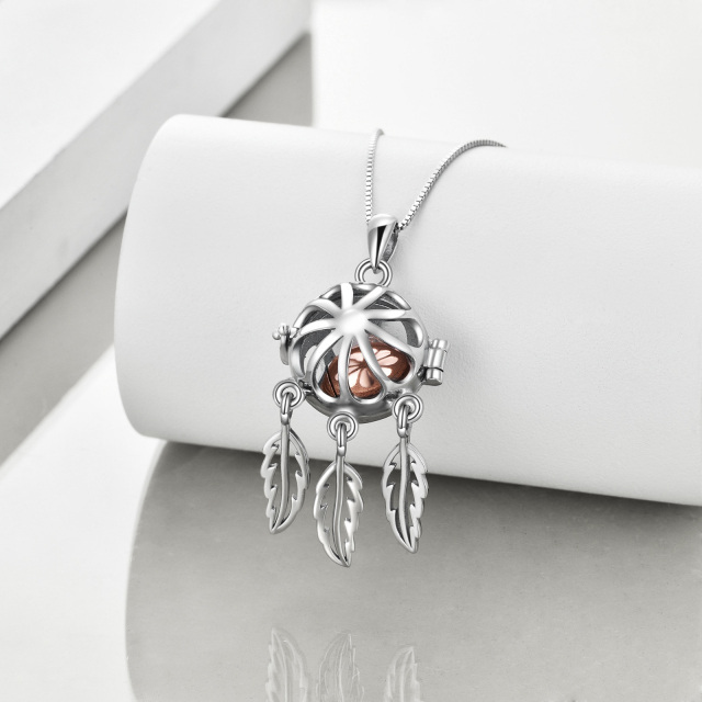 Sterling zilveren tweekleurige Paw Dream Catcher Urn ketting voor as-3