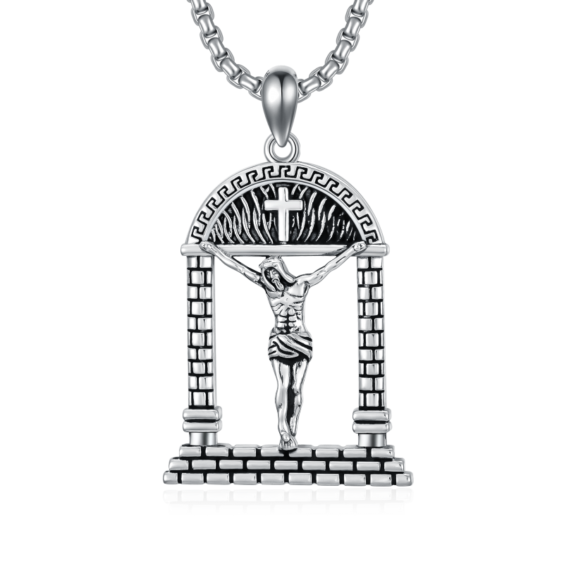 Sterling Silver Two-tone Pendant Necklace-3