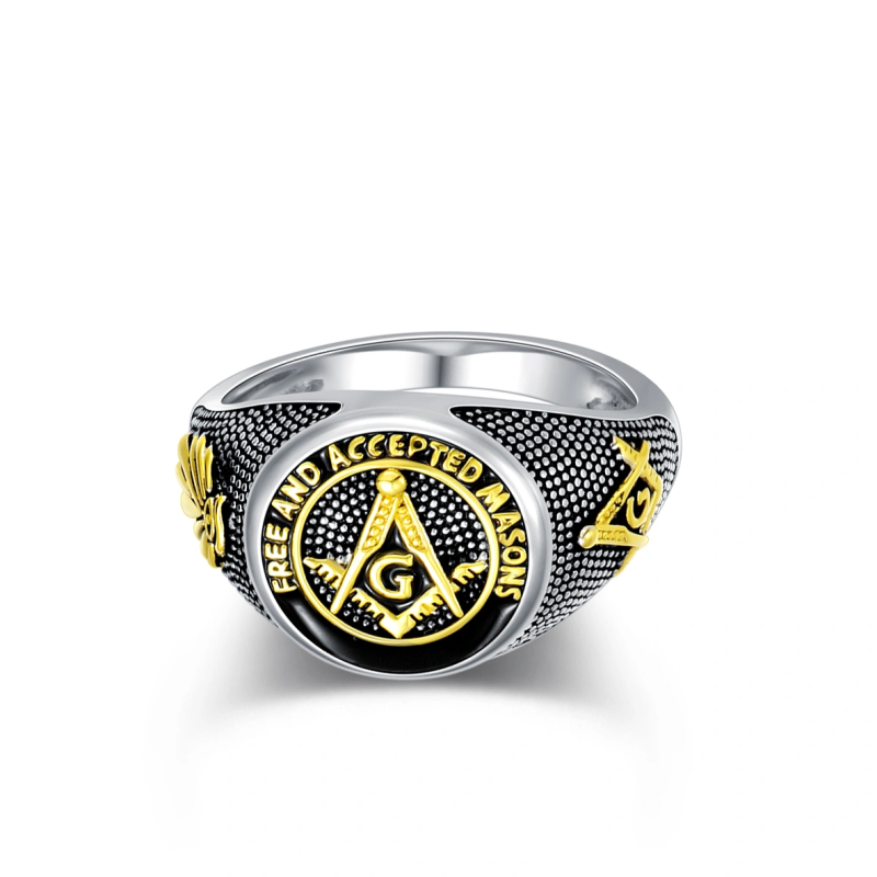 Sterling Silver Two-Tone Personalised Engraving Ring For Men-7