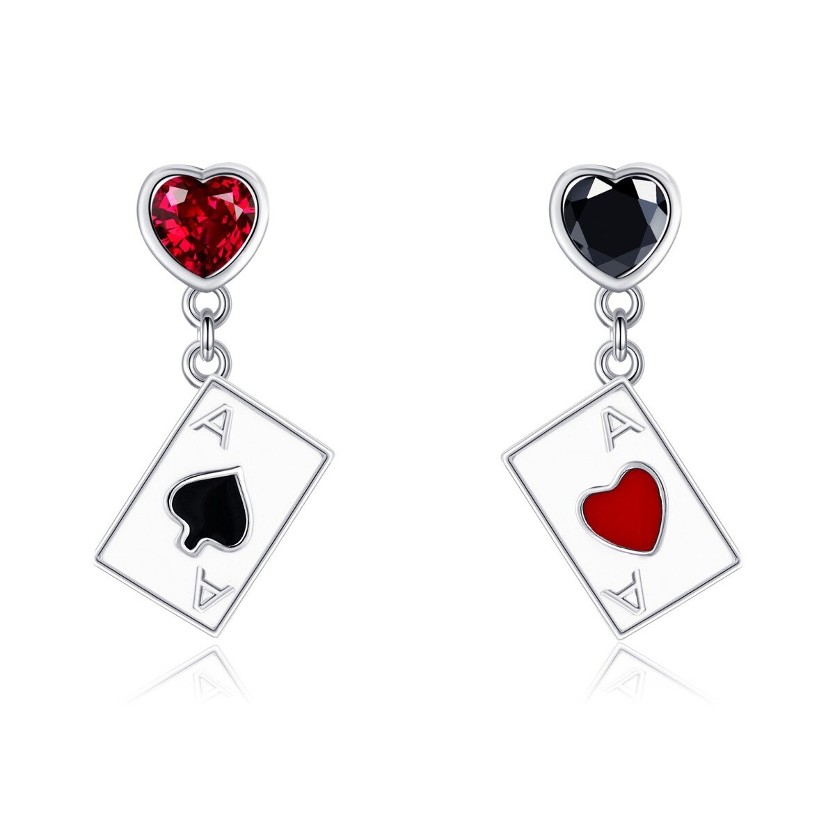 Sterling Silver Two-tone Personalized Birthstone Initial Heart Drop Earrings for Women-1