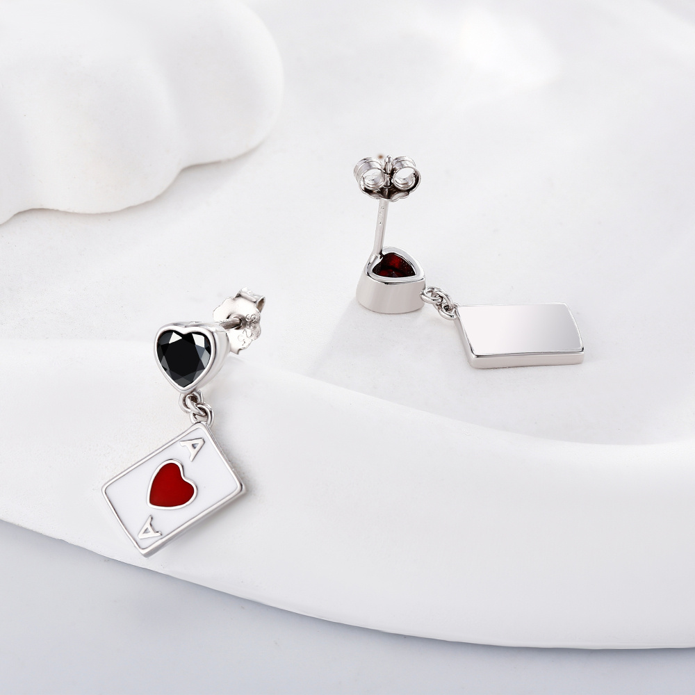Sterling Silver Two-tone Personalized Birthstone Initial Heart Drop Earrings for Women-3