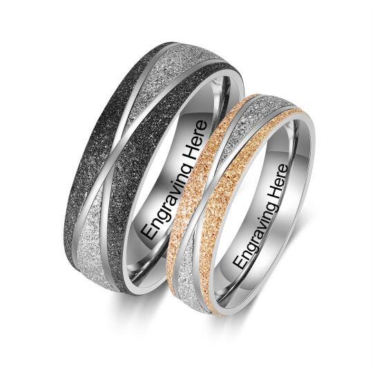 Sterling Silver Two-Tone Personalized Engraving & Couple Rings For Unisex