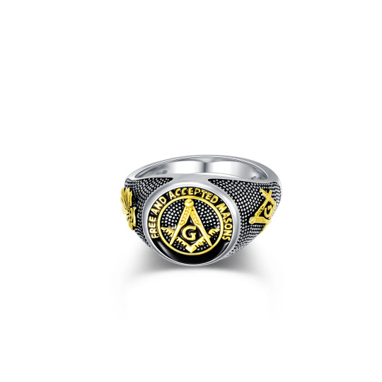 Bague en argent sterling bicolore pour hommes avec gravure personnalisée et père et fils