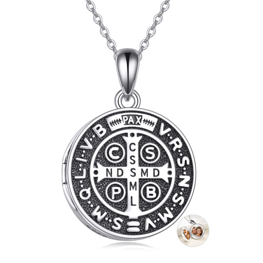 Collana in argento sterling bicolore con medaglione fotografico personalizzato