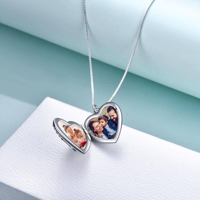 Collana con medaglione con foto personalizzata a forma di cuore in argento sterling, regalo per la mamma-4