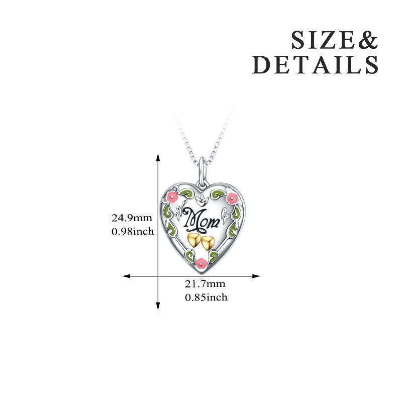 Collana con medaglione con foto personalizzata a forma di cuore in argento sterling, regalo per la mamma-5