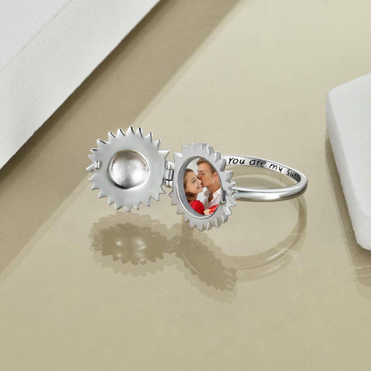 Sterling zilveren tweekleurige ring met persoonlijke foto-3