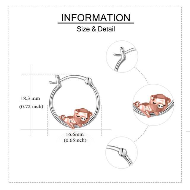 Zweifarbige Sterling-Silber-Ohrringe mit Schweinekopf-5