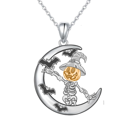 Sterling Silver Two-tone Pumpkin Pendant Necklace