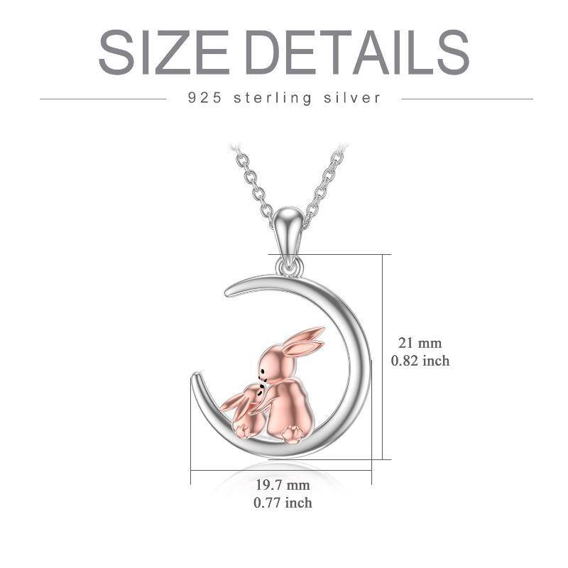 Collier avec pendentif lapin et lune bicolore en argent sterling-5