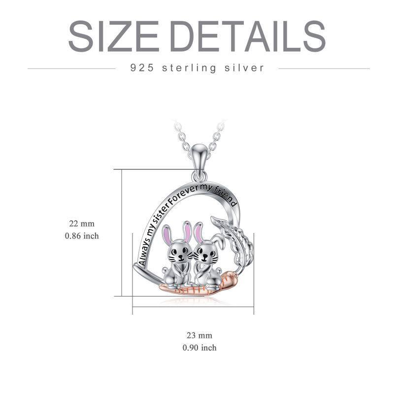 Sterling Silver Two-tone Rabbit Pendant Necklace-5