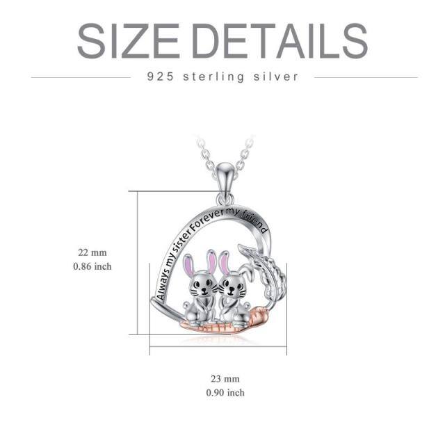 Sterling Silver Two-tone Rabbit Pendant Necklace-5