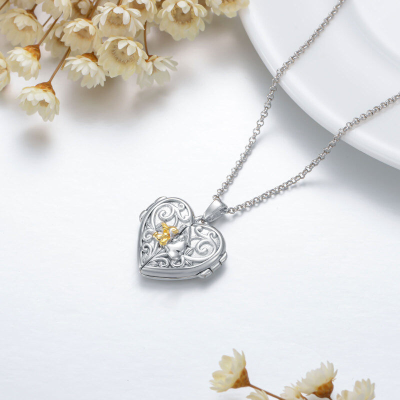 Sterling Silver Two-tone Rabbit Personalized Photo Locket Necklace-5