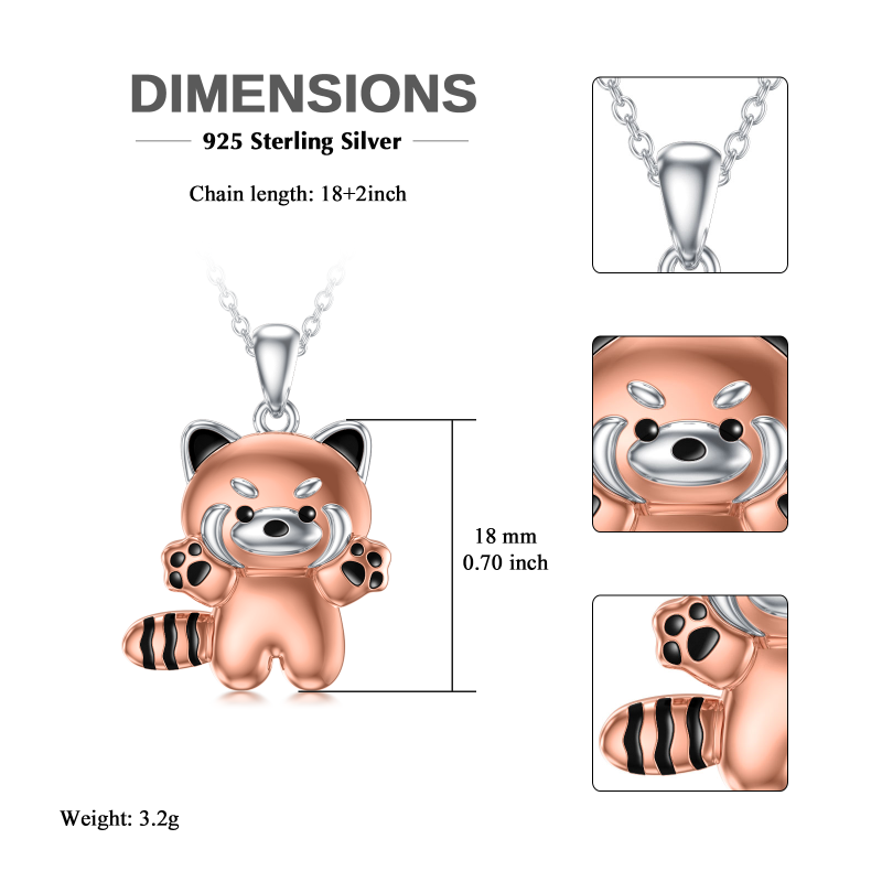 Srebrny naszyjnik z dwukolorową czerwoną pandą-5
