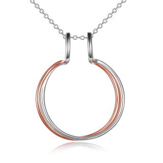 Sterling Silver Two-tone Ring Holder Pendant Necklace-47