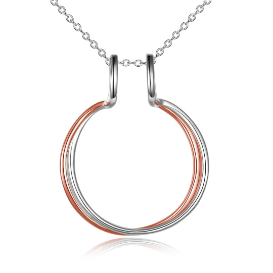 Collier en argent sterling avec pendentif porte-bagues bicolore