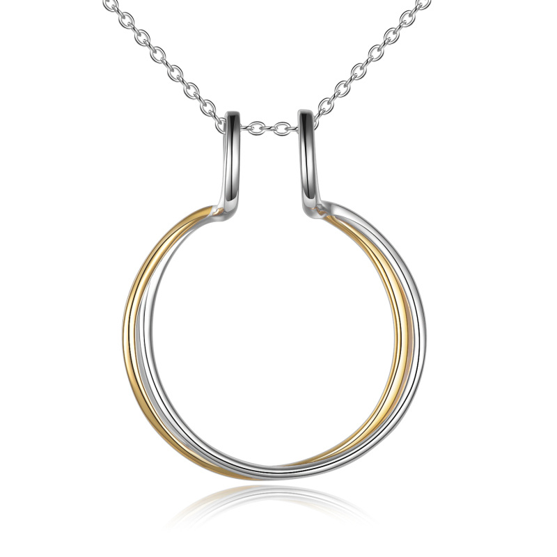 Sterling Silver Two-tone Ring Holder Pendant Necklace-4