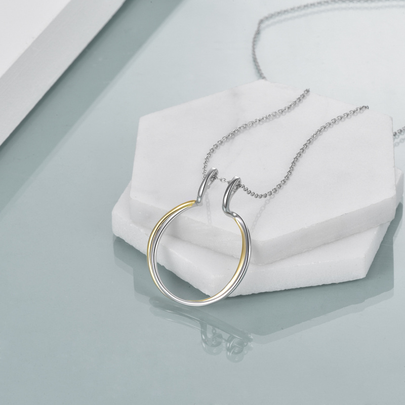Sterling Silver Two-tone Ring Holder Pendant Necklace-5
