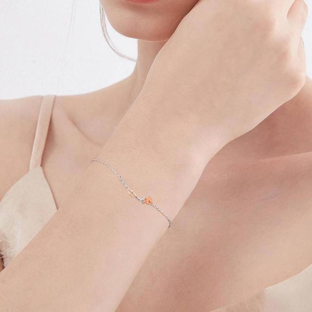 Pulseira de prata esterlina com corrente rosa de dois tons-3