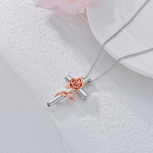 Sterling zilveren Rose Cross Urn ketting voor as-5