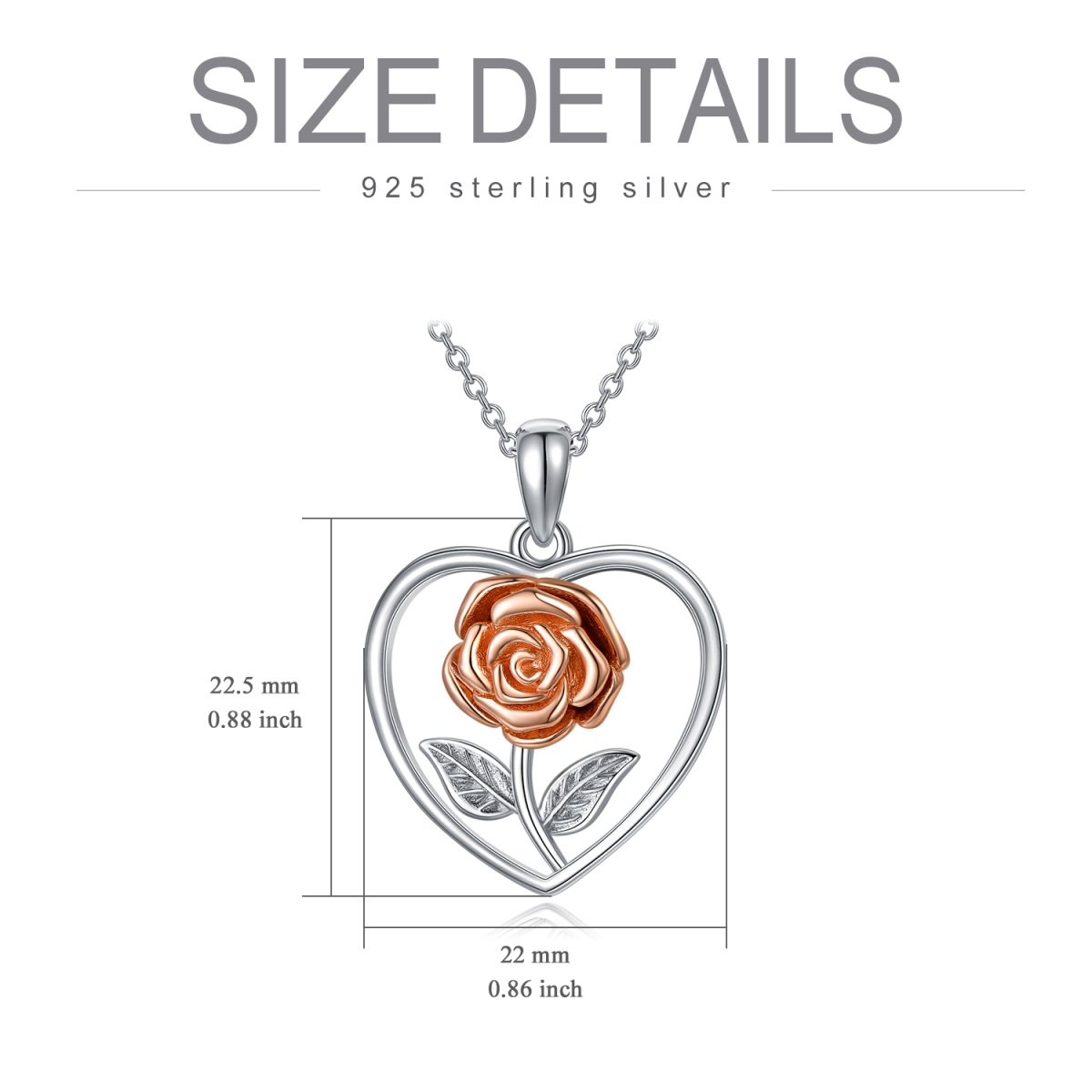 Sterling Silber Zweifarbige Rose & Herz Urne Halskette-6