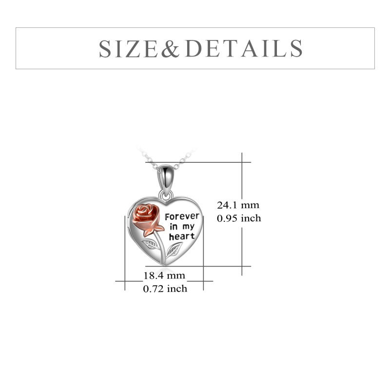 Collana con urna per ceneri in argento sterling bicolore con foto personalizzata e cuore, per donne-5