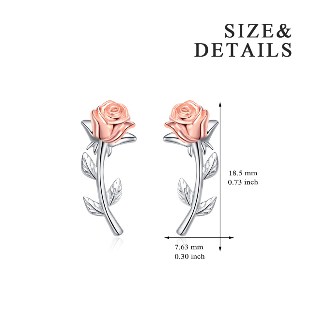 Sterling zilveren tweekleurige Rose Stud Oorbellen-5