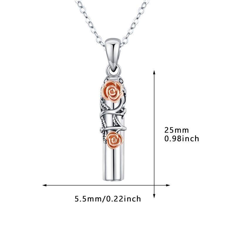 Collier Urne Rose Bicolore en Argent Sterling pour Cendres-5