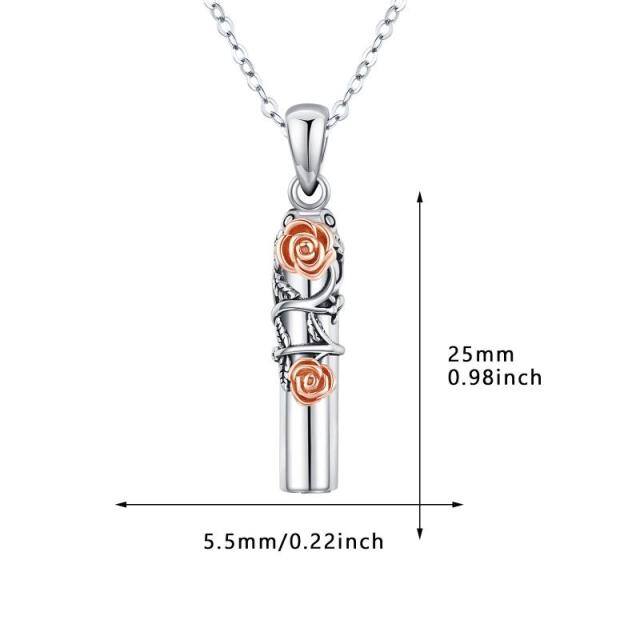 Sterling zilveren tweekleurige Rose Urn ketting voor as-5