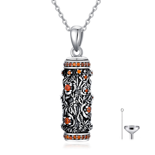 Collier d'urne pour cendres en argent sterling bicolore avec zircon cubique en forme de ro