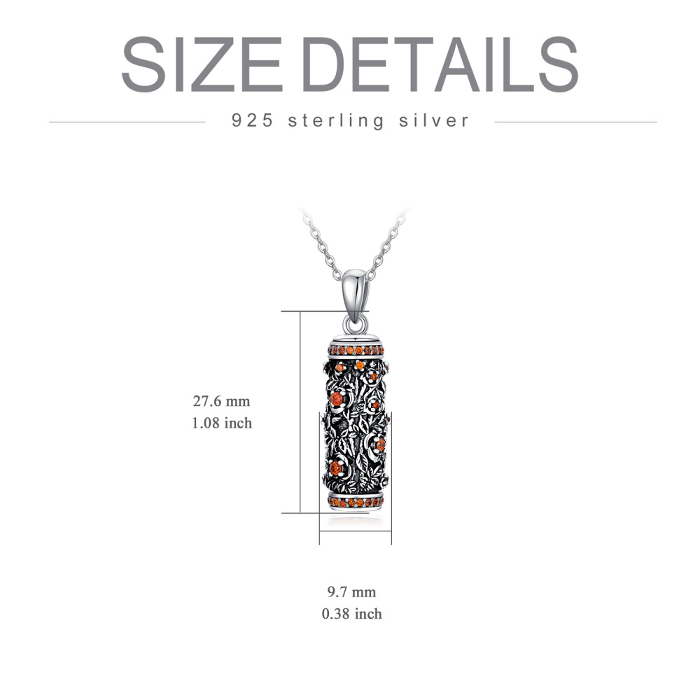 Sterling zilveren tweekleurige Cubic Zirconia Rose Urn ketting voor as-6