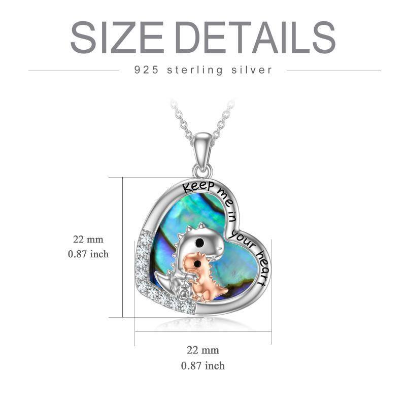 Sterling zilveren two-tone ronde abalone schelpdieren moeder en dochter hanger ketting-6