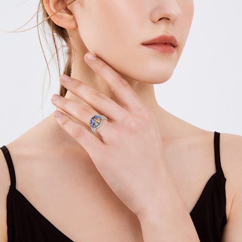 Sterling Silver Two-tone Round Shaped Abalone Shellfish Sisters & Celtic Knot Ring with Engraved Word-2