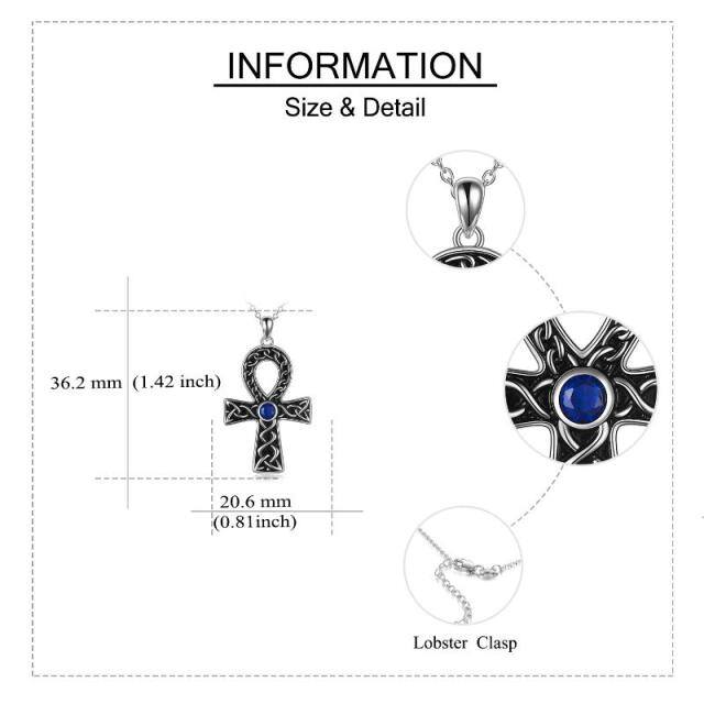 Collier avec pendentif croix ronde bicolore en argent sterling avec zircone cubique-5