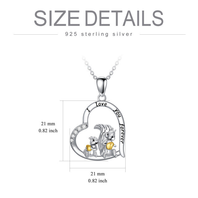 Sterling Silver Two-tone Round Zircon Mother & Daughter Pendant Necklace-5