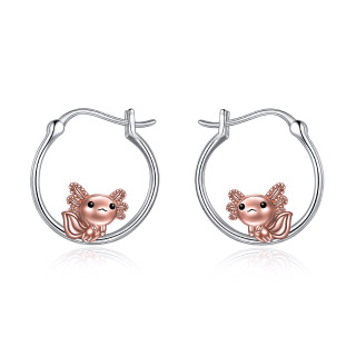 Sterling Silver Two-tone Salamander Hoop Earrings-30