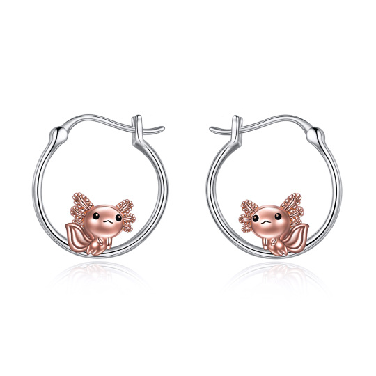 Sterling Silver Two-tone Salamander Hoop Earrings