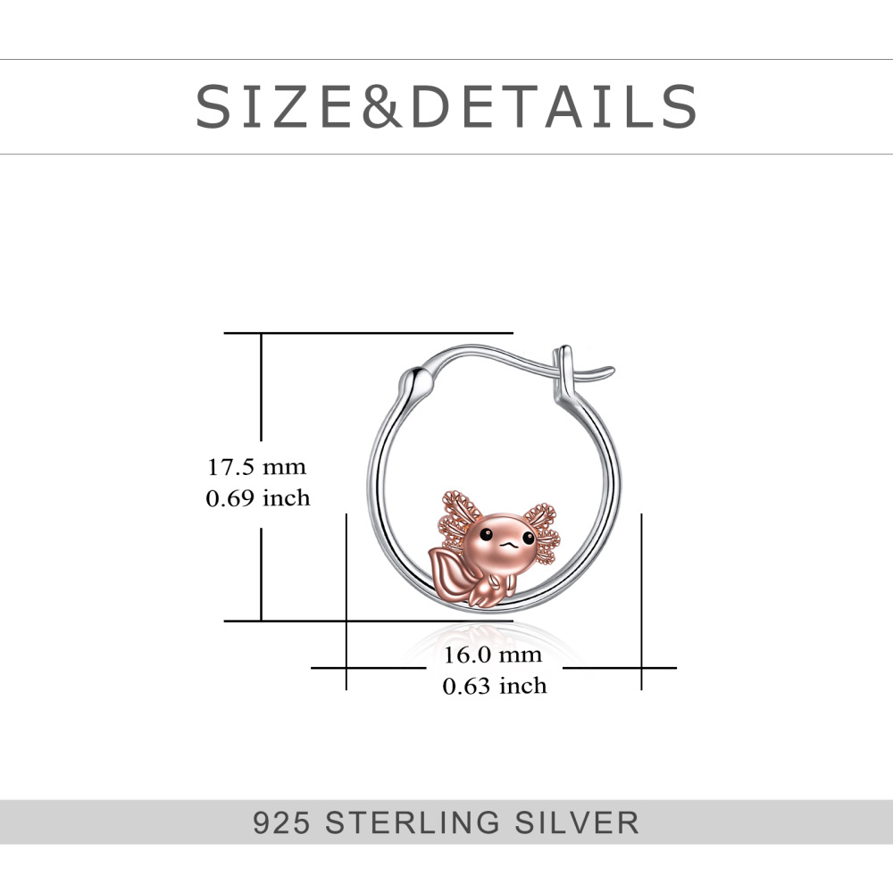 Sterling Silver Two-tone Salamander Hoop Earrings-5