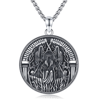 Sterling Silver Two-tone Santa Muerte Perdoname & Skull Pendant Necklace for Men-45