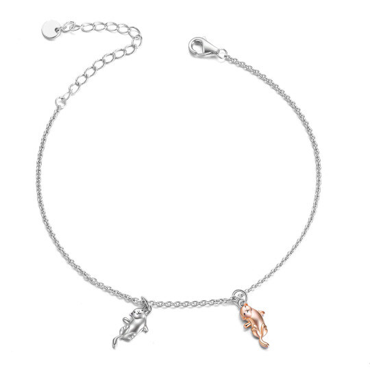 Pulsera de plata de ley bicolor con colgante de nutria marina