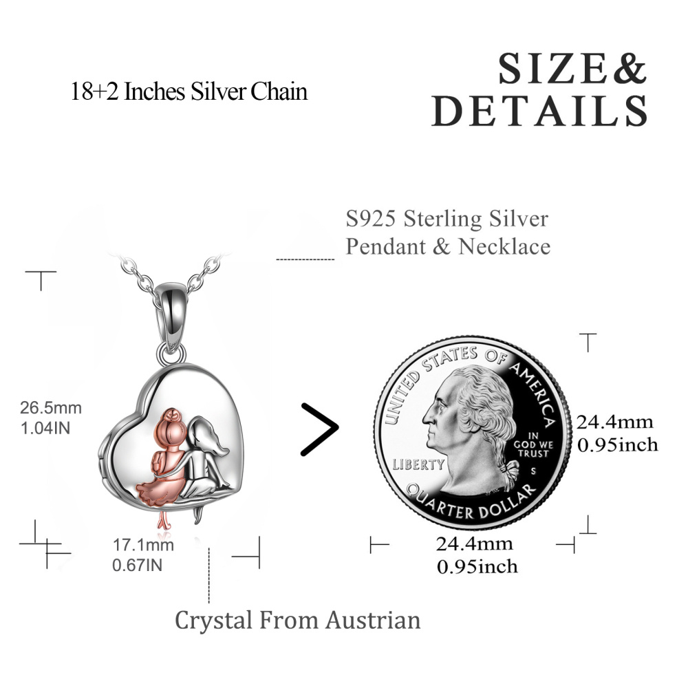 Collana in argento sterling bicolore con medaglioni fotografici personalizzati con parole incise, sorelle e cuori-5