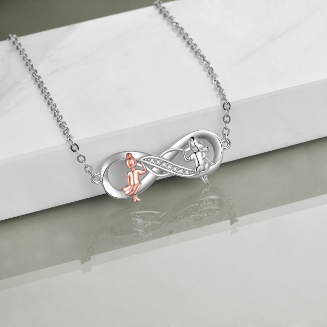 Collier avec pendentif symbole de l'infini en argent sterling et zircone cubique bicolore pour filles-4