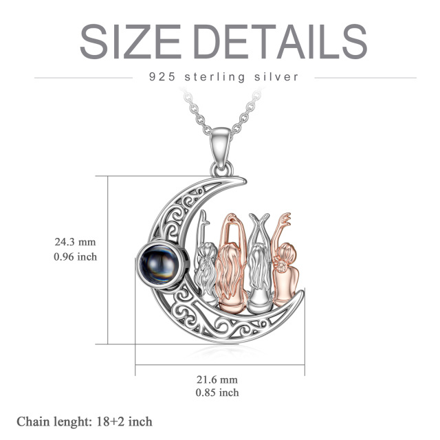 Collana con ciondolo di cristallo in argento sterling bicolore Sisters & Moon-7