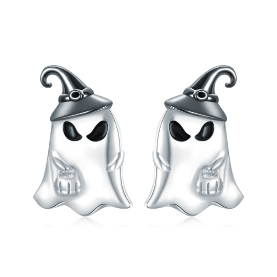 Boucles d'oreilles squelette en argent sterling bicolore-1