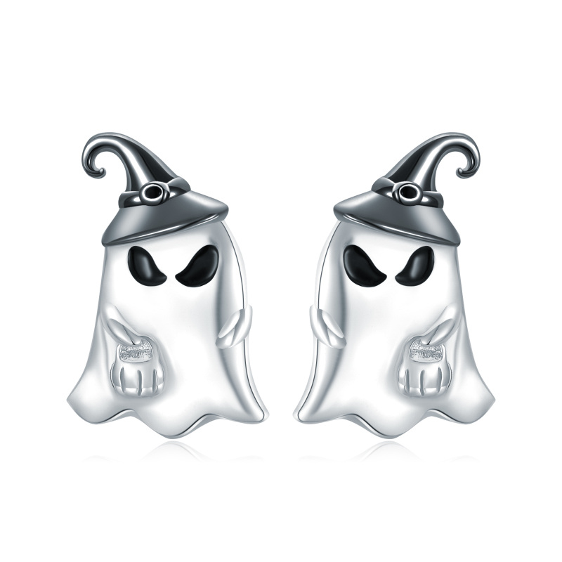 Boucles d'oreilles squelette en argent sterling bicolore