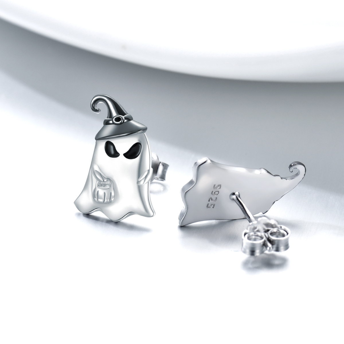 Boucles d'oreilles squelette en argent sterling bicolore-4