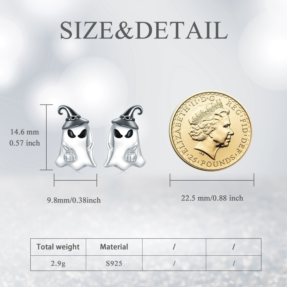 Sterling Silver Two-tone Skeleton Stud Earrings-5