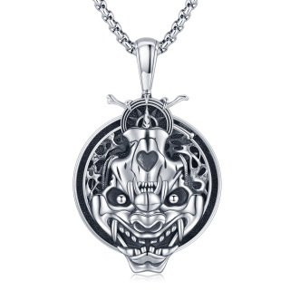 Sterling Silver Two-tone Skull Pendant Necklace-45