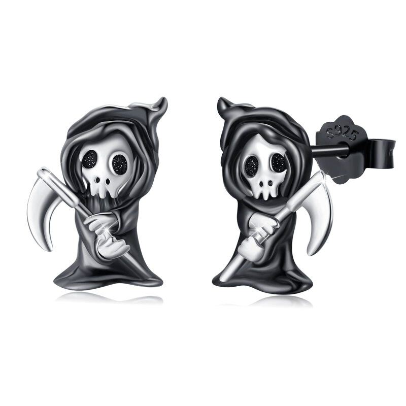 Boucles d'oreilles en argent sterling avec tête de mort bicolore