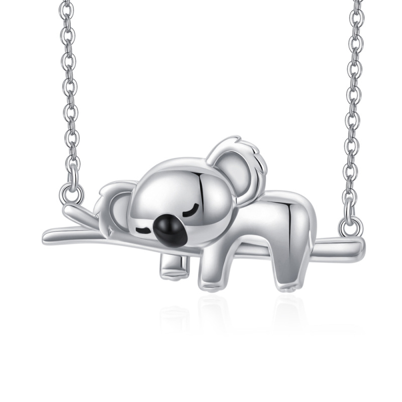 Sterling Silver Two-tone Sloth Pendant Necklace-9